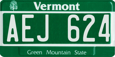 VT license plate AEJ624
