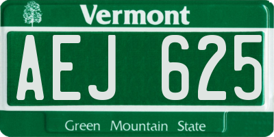 VT license plate AEJ625