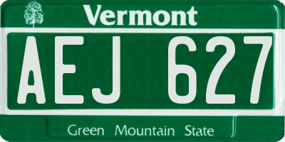 VT license plate AEJ627