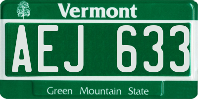 VT license plate AEJ633