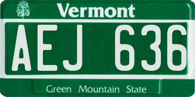 VT license plate AEJ636