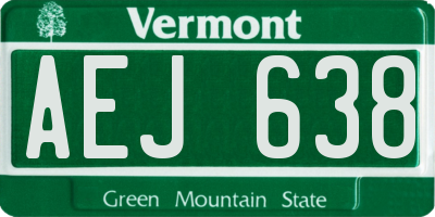VT license plate AEJ638