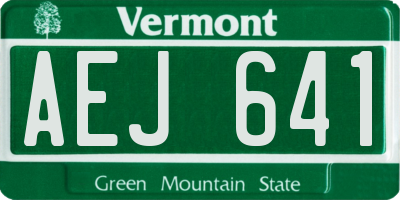 VT license plate AEJ641