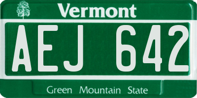 VT license plate AEJ642