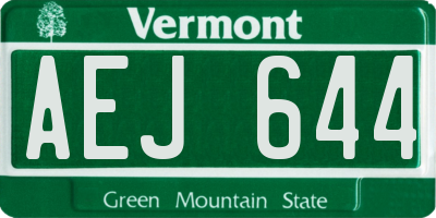 VT license plate AEJ644