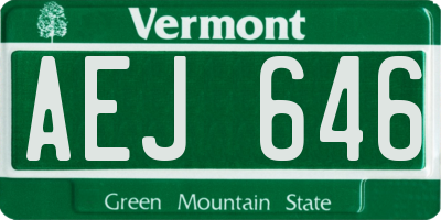 VT license plate AEJ646