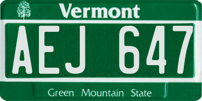 VT license plate AEJ647