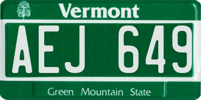 VT license plate AEJ649