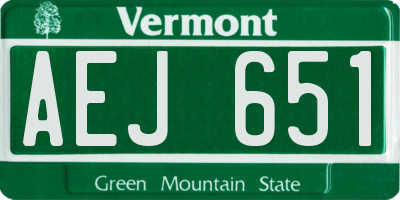 VT license plate AEJ651