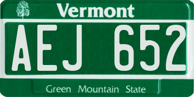 VT license plate AEJ652