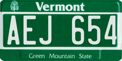 VT license plate AEJ654