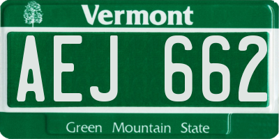 VT license plate AEJ662