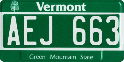 VT license plate AEJ663
