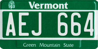VT license plate AEJ664