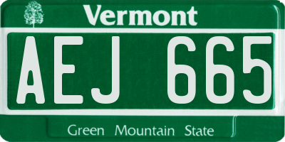 VT license plate AEJ665