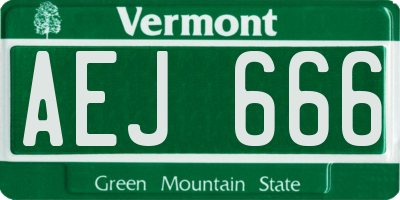VT license plate AEJ666