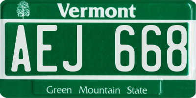 VT license plate AEJ668