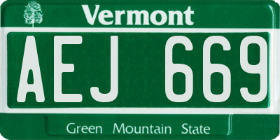 VT license plate AEJ669