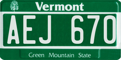 VT license plate AEJ670