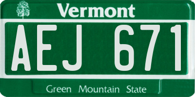 VT license plate AEJ671
