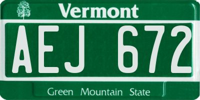 VT license plate AEJ672