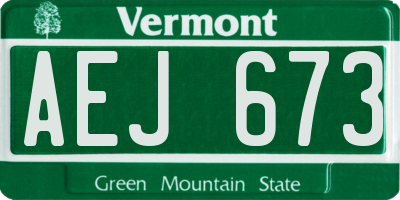 VT license plate AEJ673