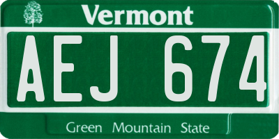 VT license plate AEJ674