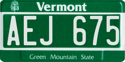 VT license plate AEJ675
