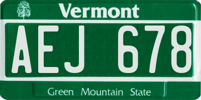 VT license plate AEJ678