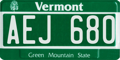 VT license plate AEJ680