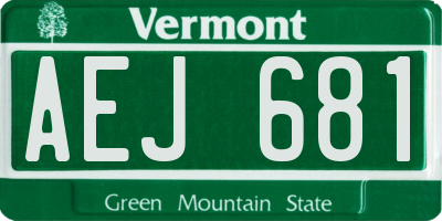 VT license plate AEJ681