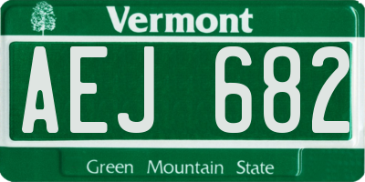 VT license plate AEJ682