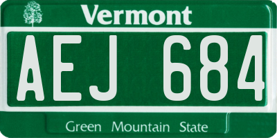 VT license plate AEJ684