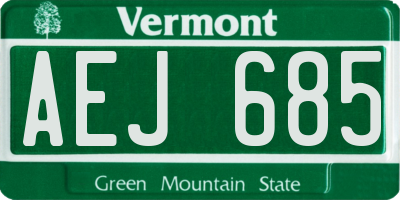 VT license plate AEJ685