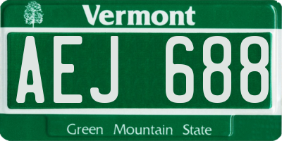 VT license plate AEJ688