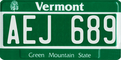 VT license plate AEJ689