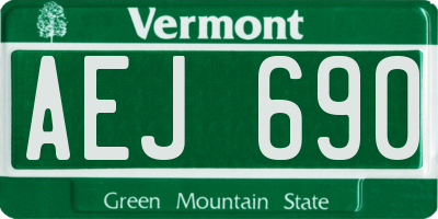 VT license plate AEJ690