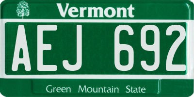 VT license plate AEJ692