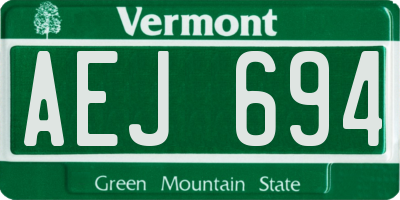 VT license plate AEJ694