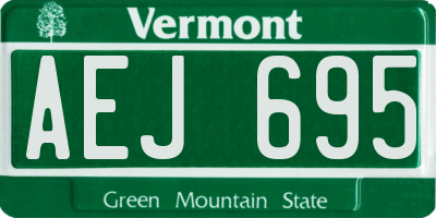 VT license plate AEJ695