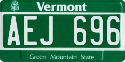 VT license plate AEJ696