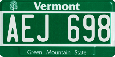 VT license plate AEJ698