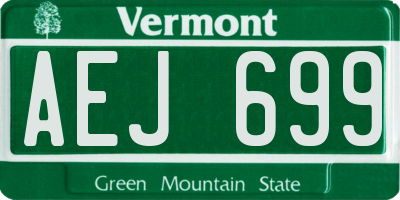 VT license plate AEJ699