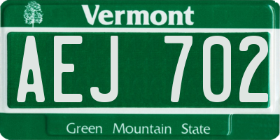 VT license plate AEJ702