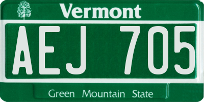 VT license plate AEJ705