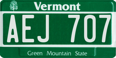 VT license plate AEJ707