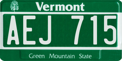 VT license plate AEJ715