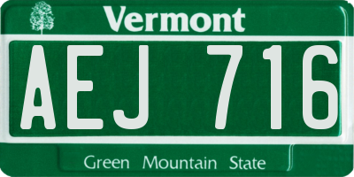 VT license plate AEJ716