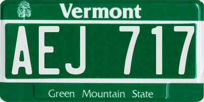 VT license plate AEJ717
