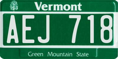 VT license plate AEJ718